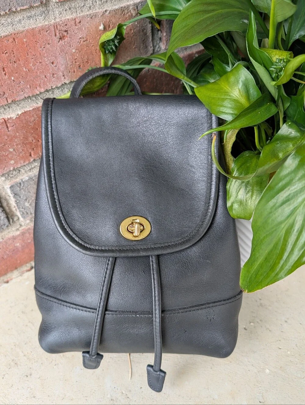🖤 Vintage 90's Coach #9960 Adjustable Unisex Smooth Leather Mini Backpack, 🖤